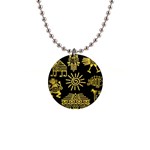 Maya Style Gold Linear Totem Icons 1  Button Necklace