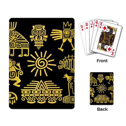 Maya Style Gold Linear Totem Icons Playing Cards Single Design (Rectangle) from ArtsNow.com Back