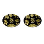 Maya Style Gold Linear Totem Icons Cufflinks (Oval)