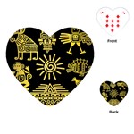 Maya Style Gold Linear Totem Icons Playing Cards Single Design (Heart)