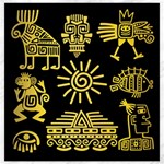 Maya Style Gold Linear Totem Icons Canvas 12  x 12 