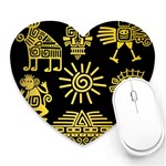 Maya Style Gold Linear Totem Icons Heart Mousepad