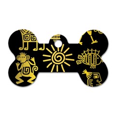 Maya Style Gold Linear Totem Icons Dog Tag Bone (Two Sides) from ArtsNow.com Back