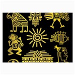 Maya Style Gold Linear Totem Icons Large Glasses Cloth