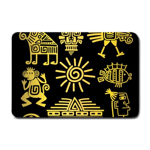 Maya Style Gold Linear Totem Icons Small Doormat from ArtsNow.com 24 x16  Door Mat