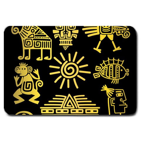 Maya Style Gold Linear Totem Icons Large Doormat from ArtsNow.com 30 x20  Door Mat