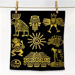 Maya Style Gold Linear Totem Icons Face Towel