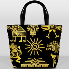 Maya Style Gold Linear Totem Icons Bucket Bag from ArtsNow.com Front