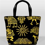 Maya Style Gold Linear Totem Icons Bucket Bag