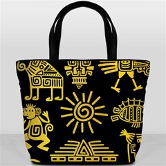 Maya Style Gold Linear Totem Icons Bucket Bag from ArtsNow.com Back