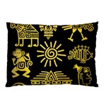 Maya Style Gold Linear Totem Icons Pillow Case