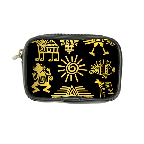 Maya Style Gold Linear Totem Icons Coin Purse from ArtsNow.com Front