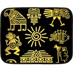 Maya Style Gold Linear Totem Icons Two Sides Fleece Blanket (Mini)