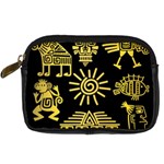 Maya Style Gold Linear Totem Icons Digital Camera Leather Case
