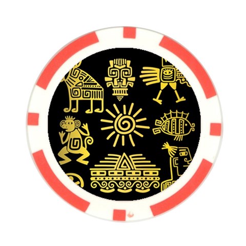 Maya Style Gold Linear Totem Icons Poker Chip Card Guard (10 pack) from ArtsNow.com Front