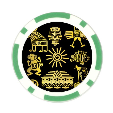 Maya Style Gold Linear Totem Icons Poker Chip Card Guard (10 pack) from ArtsNow.com Front