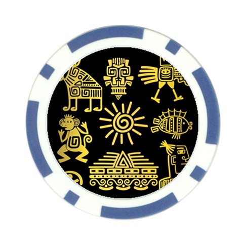 Maya Style Gold Linear Totem Icons Poker Chip Card Guard (10 pack) from ArtsNow.com Front