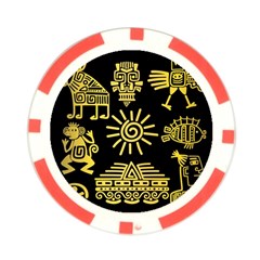 Maya Style Gold Linear Totem Icons Poker Chip Card Guard (10 pack) from ArtsNow.com Front
