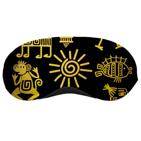 Maya Style Gold Linear Totem Icons Sleep Mask from ArtsNow.com Front