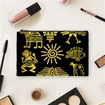 Maya Style Gold Linear Totem Icons Cosmetic Bag (Medium)