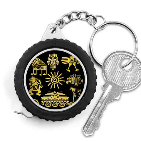 Maya Style Gold Linear Totem Icons Measuring Tape from ArtsNow.com Front