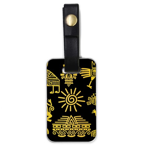 Maya Style Gold Linear Totem Icons Luggage Tag (one side) from ArtsNow.com Front