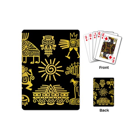 Maya Style Gold Linear Totem Icons Playing Cards Single Design (Mini) from ArtsNow.com Back