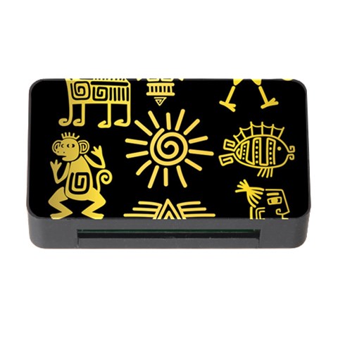 Maya Style Gold Linear Totem Icons Memory Card Reader with CF from ArtsNow.com Front