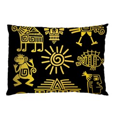 Maya Style Gold Linear Totem Icons Pillow Case (Two Sides) from ArtsNow.com Back