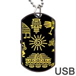Maya Style Gold Linear Totem Icons Dog Tag USB Flash (Two Sides)
