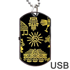 Maya Style Gold Linear Totem Icons Dog Tag USB Flash (Two Sides) from ArtsNow.com Back