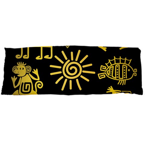 Maya Style Gold Linear Totem Icons Body Pillow Case Dakimakura (Two Sides) from ArtsNow.com Front