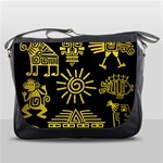 Maya Style Gold Linear Totem Icons Messenger Bag