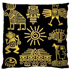 Maya Style Gold Linear Totem Icons Large Cushion Case (Two Sides) from ArtsNow.com Front