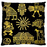 Maya Style Gold Linear Totem Icons Large Cushion Case (Two Sides)