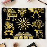 Maya Style Gold Linear Totem Icons Cosmetic Bag (XXXL)