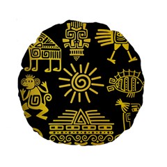 Maya Style Gold Linear Totem Icons Standard 15  Premium Round Cushions from ArtsNow.com Back