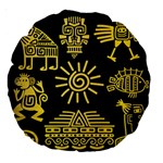 Maya Style Gold Linear Totem Icons Large 18  Premium Round Cushions