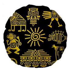 Maya Style Gold Linear Totem Icons Large 18  Premium Round Cushions from ArtsNow.com Back