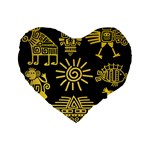 Maya Style Gold Linear Totem Icons Standard 16  Premium Heart Shape Cushions