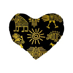 Maya Style Gold Linear Totem Icons Standard 16  Premium Heart Shape Cushions from ArtsNow.com Back