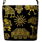 Maya Style Gold Linear Totem Icons Flap Closure Messenger Bag (S)