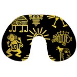 Maya Style Gold Linear Totem Icons Travel Neck Pillow