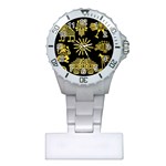 Maya Style Gold Linear Totem Icons Plastic Nurses Watch