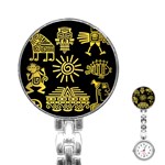 Maya Style Gold Linear Totem Icons Stainless Steel Nurses Watch