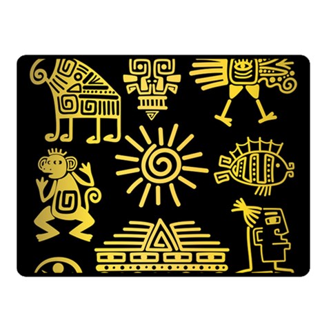 Maya Style Gold Linear Totem Icons Two Sides Fleece Blanket (Small) from ArtsNow.com 45 x34  Blanket Front
