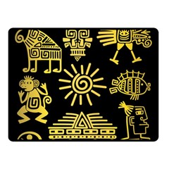 Maya Style Gold Linear Totem Icons Two Sides Fleece Blanket (Small) from ArtsNow.com 45 x34  Blanket Back