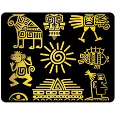 Maya Style Gold Linear Totem Icons Two Sides Fleece Blanket (Medium) from ArtsNow.com 58.8 x47.4  Blanket Front