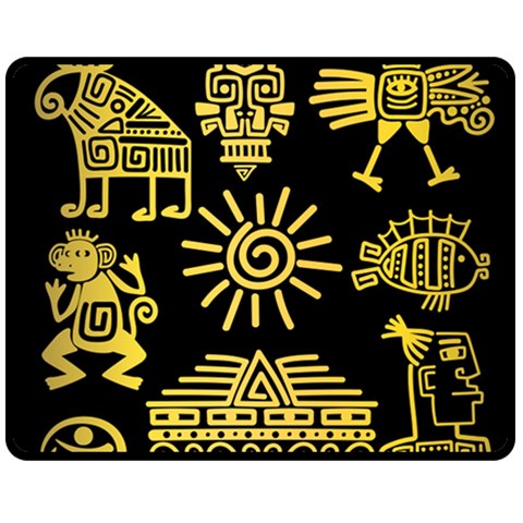 Maya Style Gold Linear Totem Icons Two Sides Fleece Blanket (Medium) from ArtsNow.com 58.8 x47.4  Blanket Back