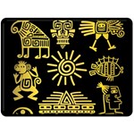 Maya Style Gold Linear Totem Icons Two Sides Fleece Blanket (Large)